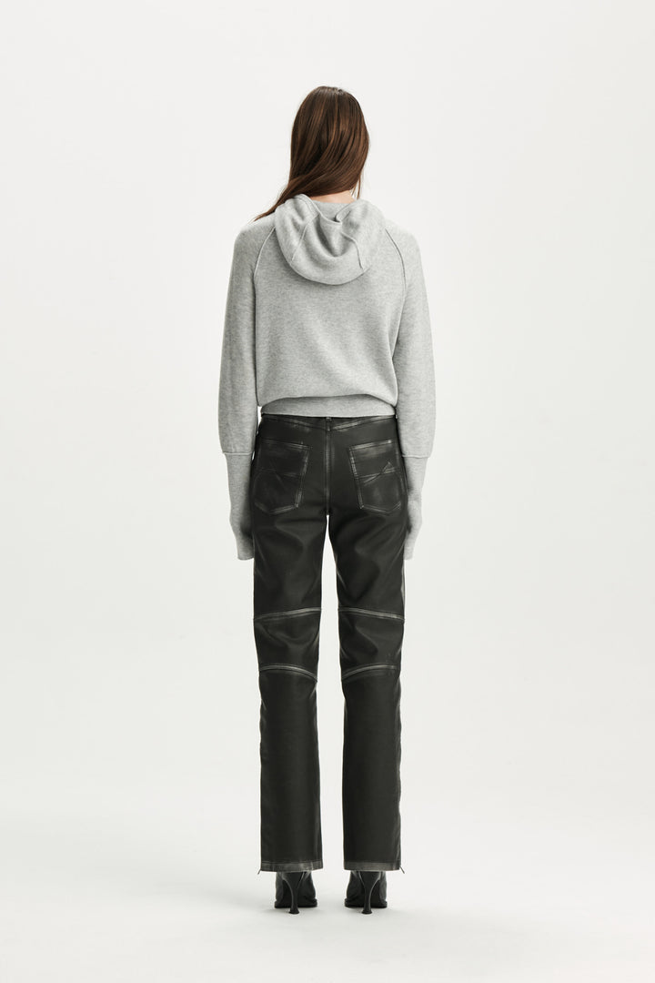 KIMMATIN Belted Vintage Faux Leather Pants — Black