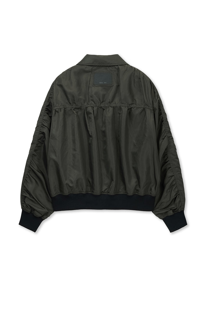 Matin Kim Small Logo Shirring Jumper — Khaki