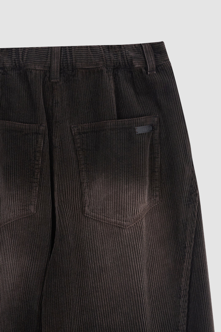 KIMMATIN Washed Corduroy Volume Pants — Brown