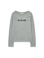 Matin Kim Glitter Slim Logo Knit Top — Light Grey
