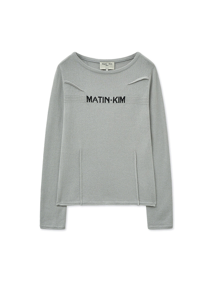 Matin Kim Glitter Slim Logo Knit Top — Pink
