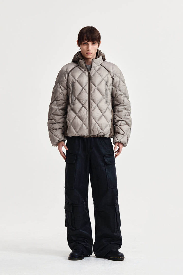 Matin Kim Quilting Hoody Lightweight Jumper — Beige