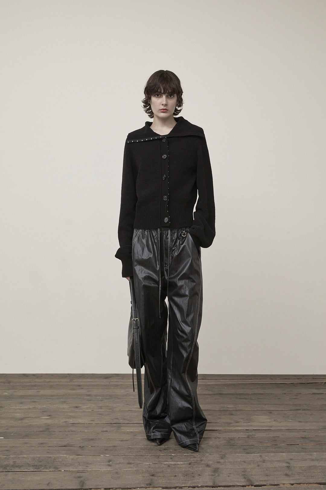 Matin Kim Glossy Banding Track Pants — Black