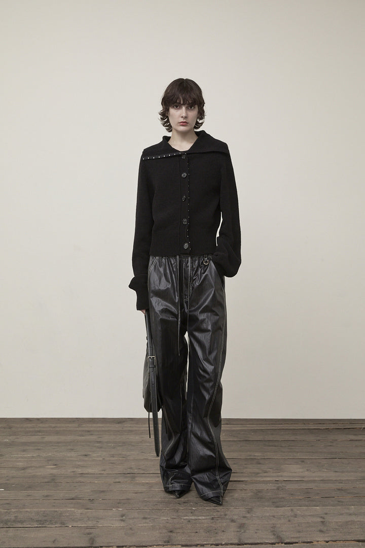 Matin Kim Glossy Banding Track Pants — Black