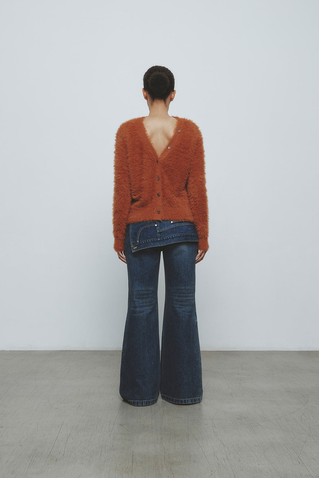 KIMMATIN Two Way Hairy Cardigan — Camel