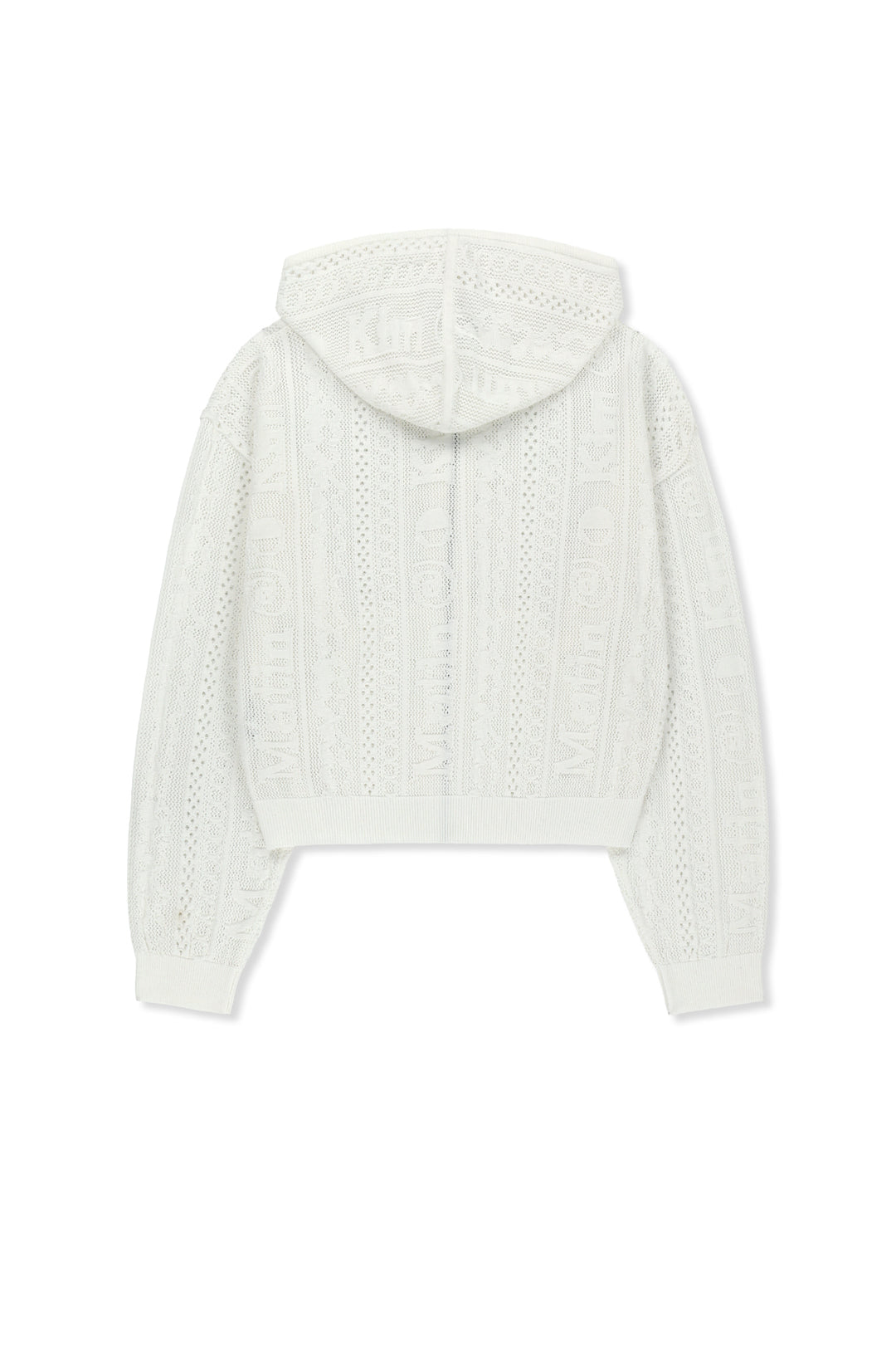 Matin Kim Mesh Logo Knit Zip Hoody — White