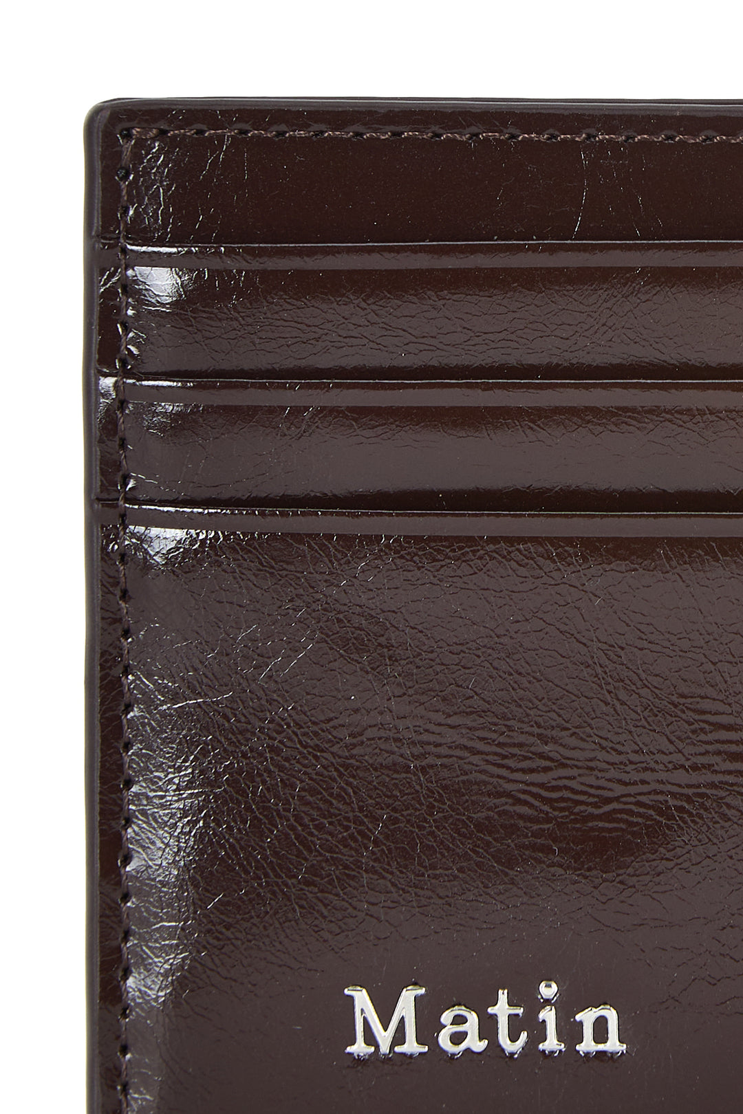 Matin Kim Steel Logo Card Wallet — Brown