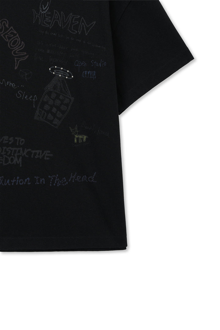 Matin Kim Graffiti Artwork Top — Black