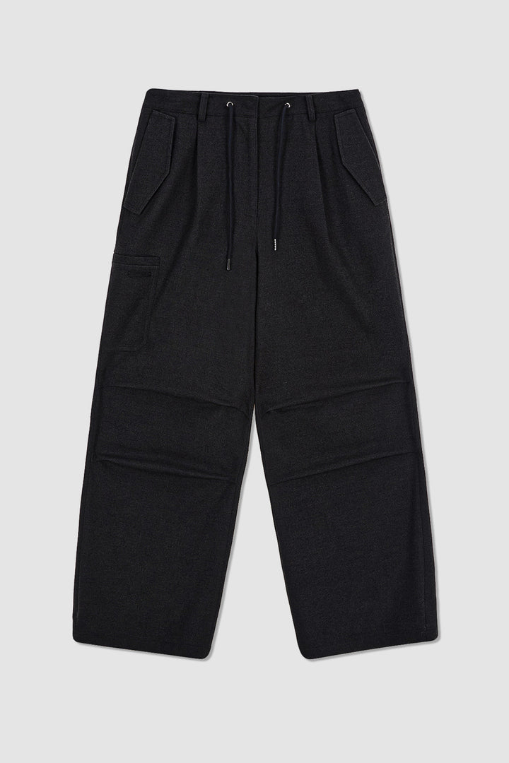 KIMMATIN Wool Blended Parachute Pants — Charcoal