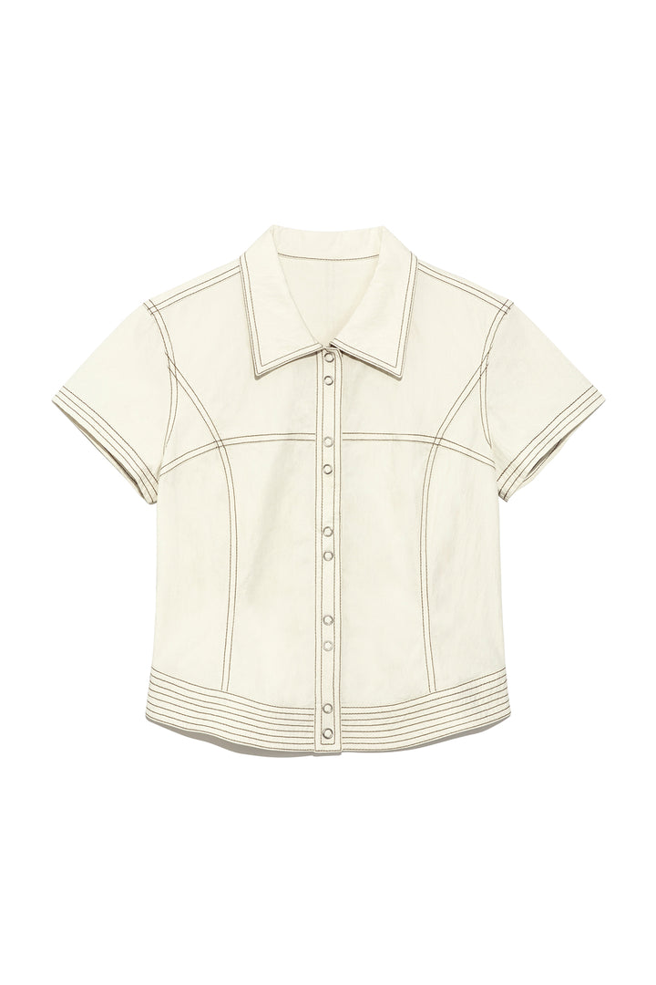 Matin Kim Stitch Point Slim Shirket Light — Beige