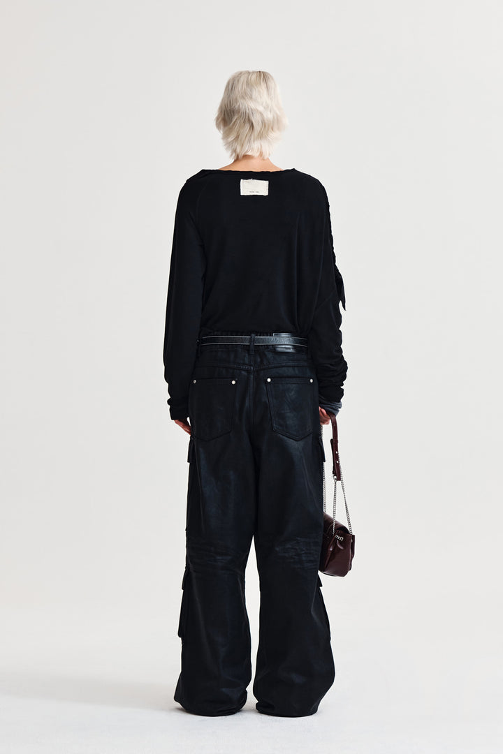 Matin Kim Weaving Long Sleeve Top — Black