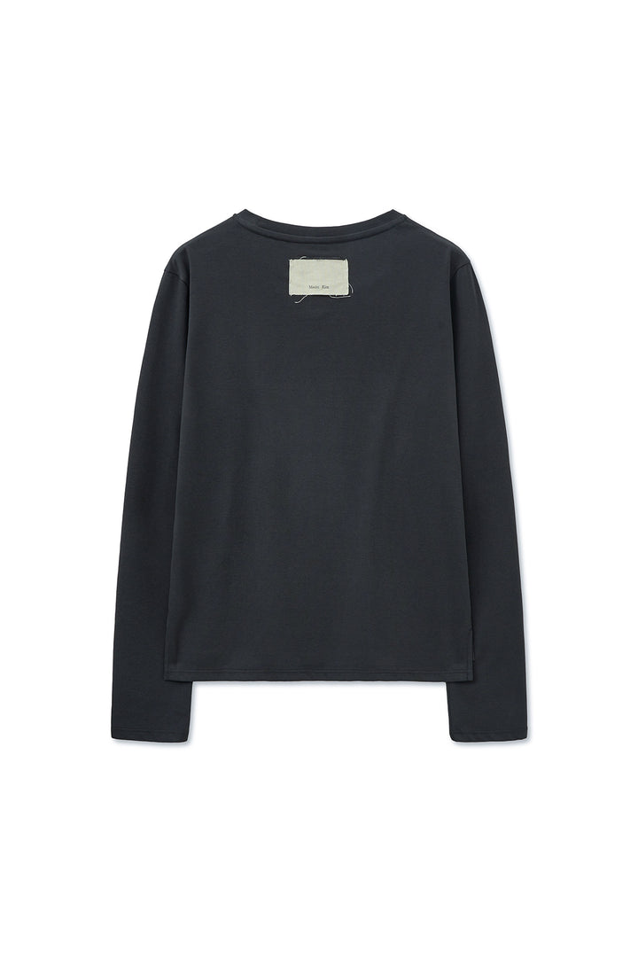 Matin Kim Lettering Graphic Long Sleeve Top — Charcoal