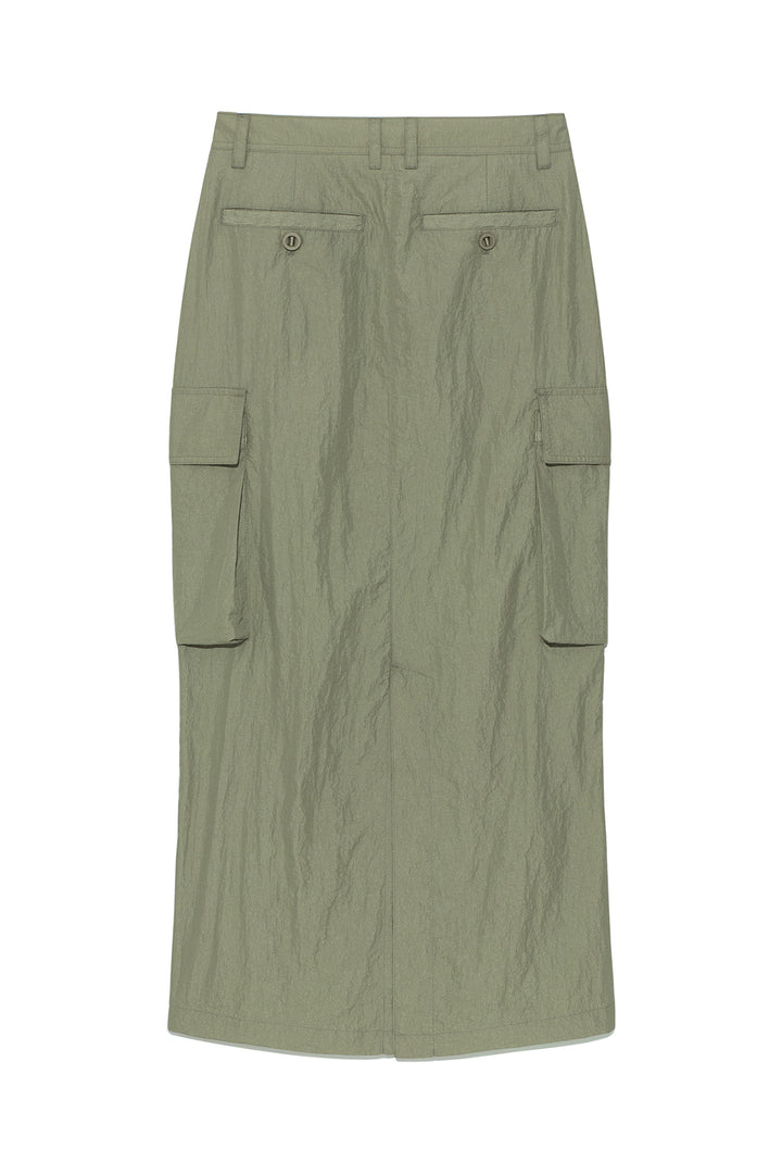 Matin Kim String Nylon Cargo Skirt — Khaki