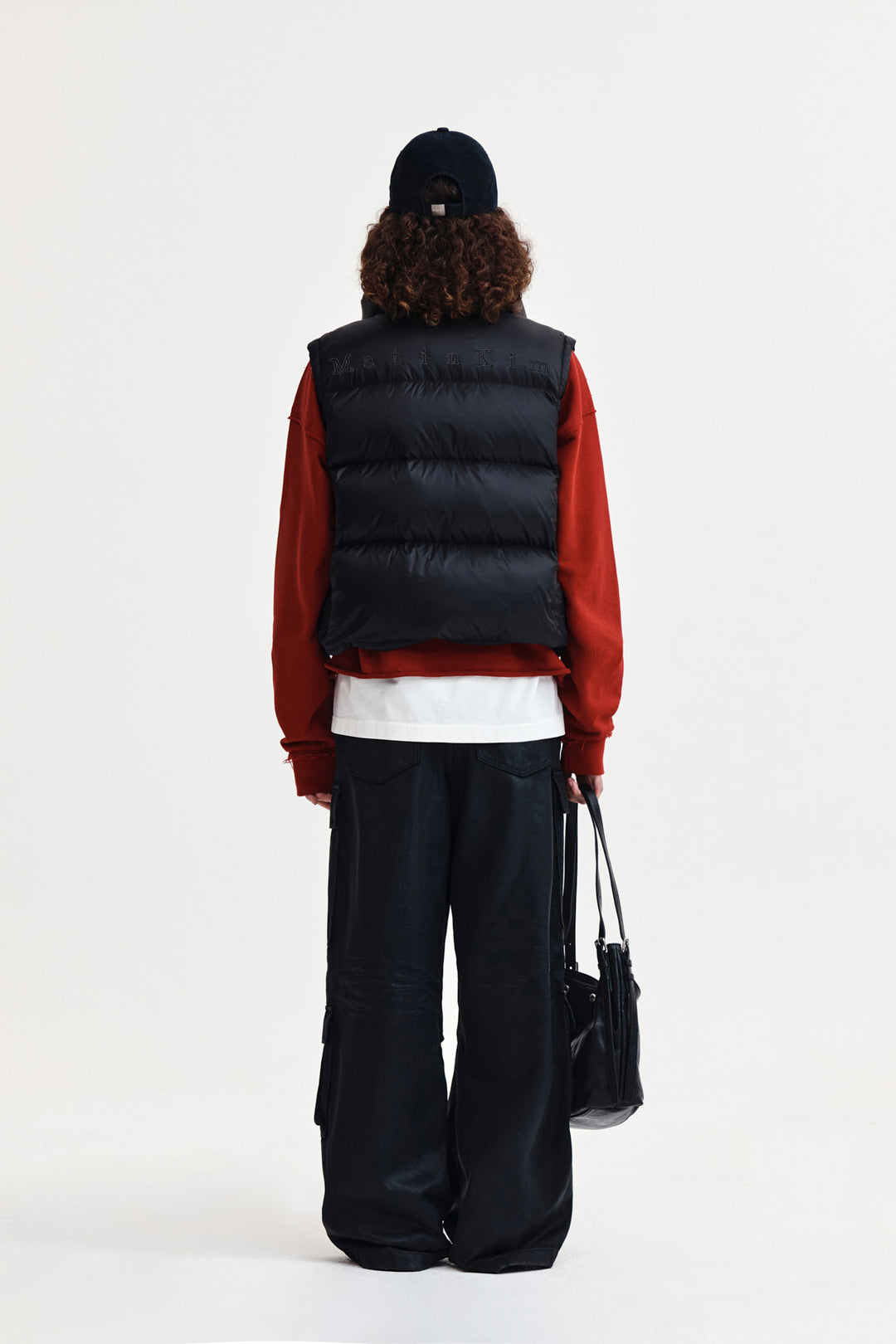 Matin Kim Unbalance Quilted Down Vest — Black