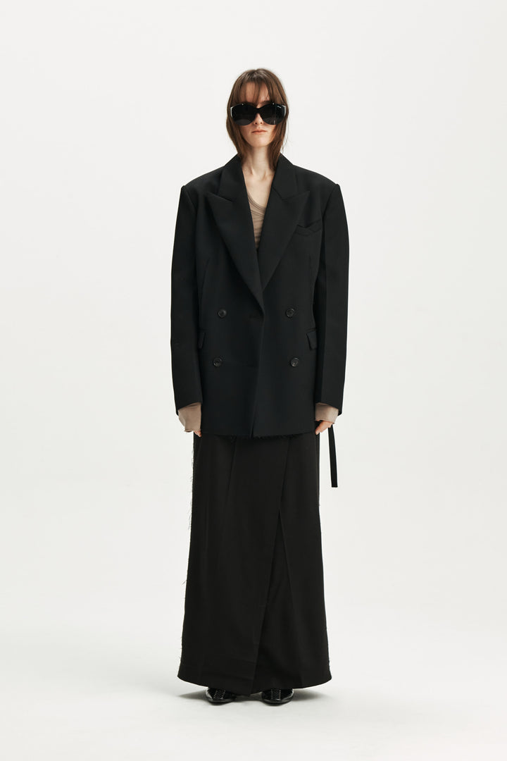 KIMMATIN Belted Double Jacket — Black