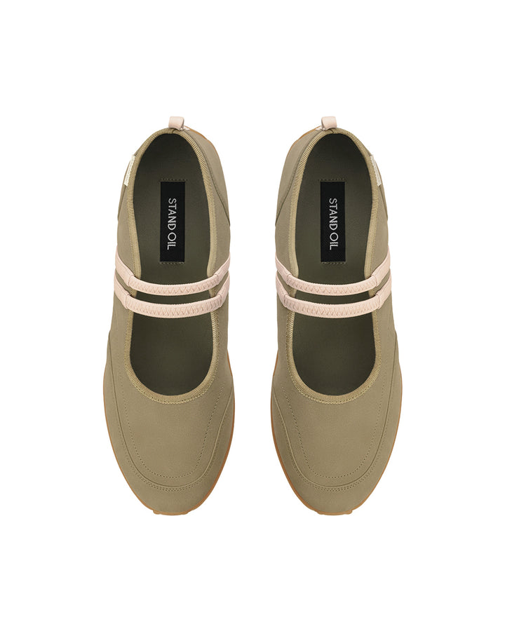 Stand Oil Strap Mary Jane Sneakers — Khaki Combo