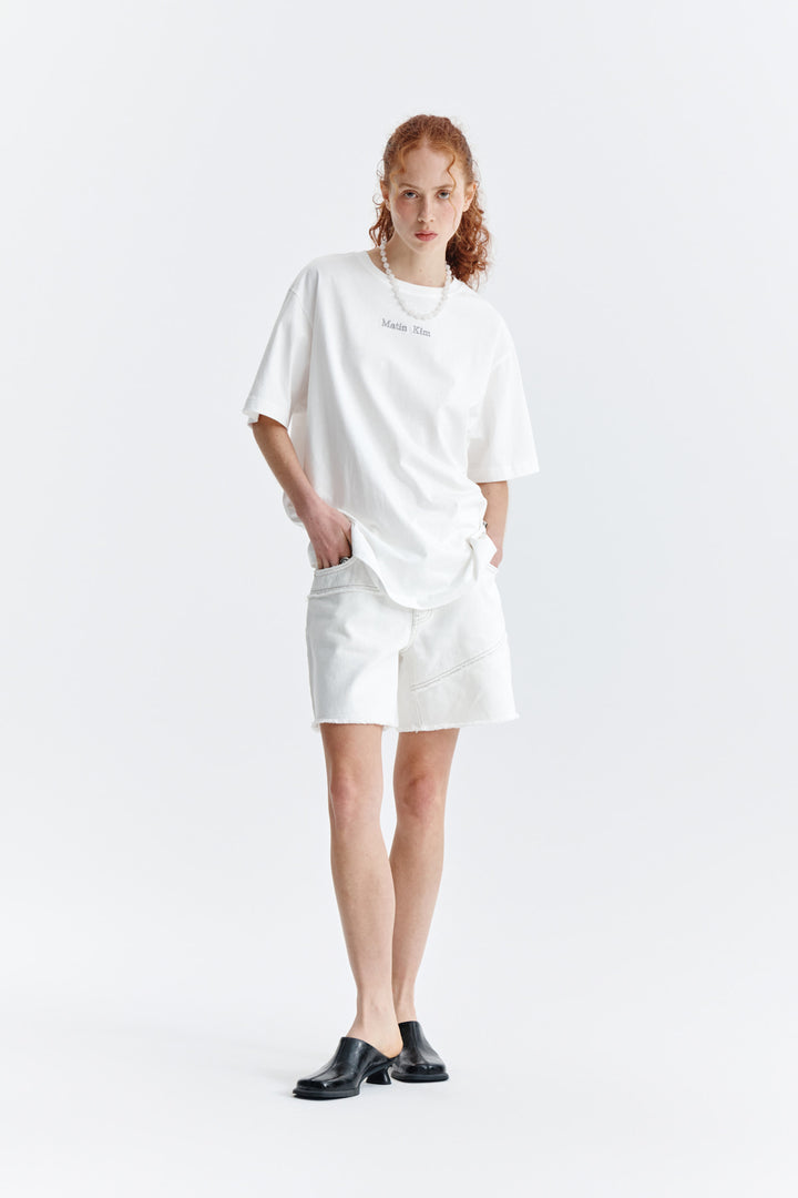 Matin Kim Embroidery Small Logo Oversize Top — White