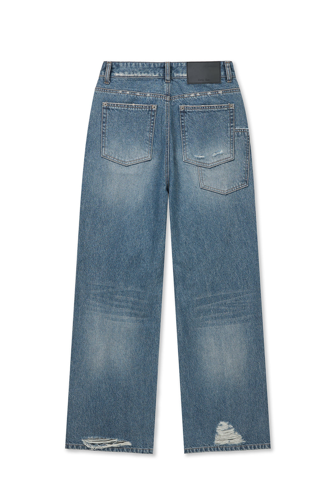 Matin Kim Back Pocket Patch Destroyed Denim — Blue