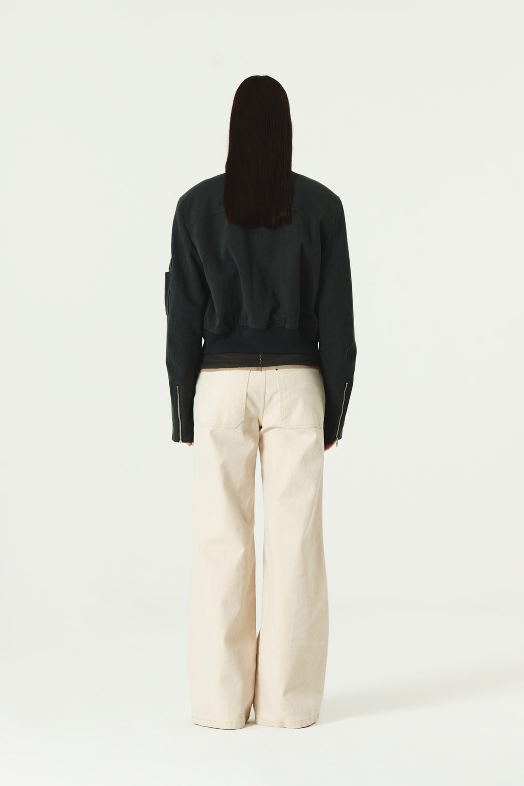 KIMMATIN Washed Crop Bomber Jumper — Gray