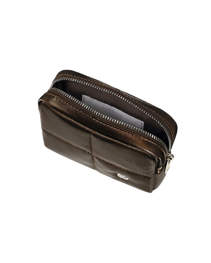 Stand Oil Bubble Pouch — Quilted Nylon Mini — Maroon