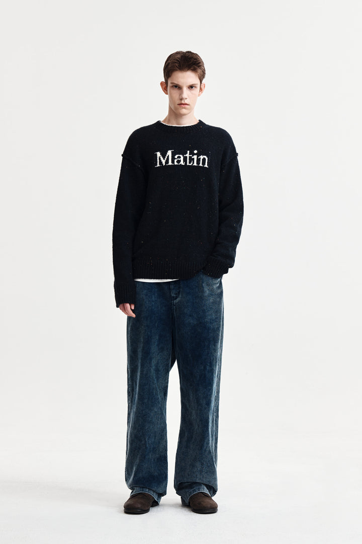 Matin Kim Mixed Yarn Knit Pullover — Dark Navy