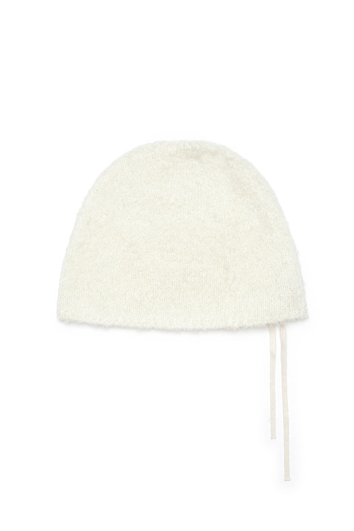 Matin Kim Ribbon Tie Knit Beanie — Ivory