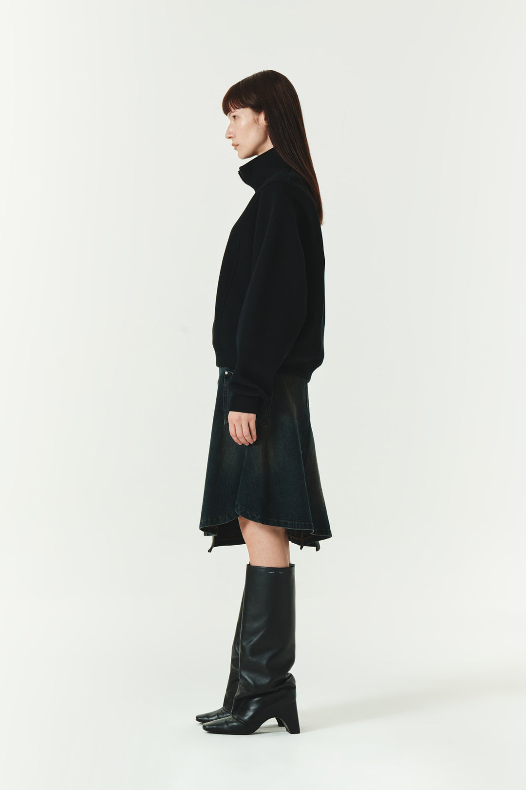 KIMMATIN Loose Half Zip Sweatshirt — Black