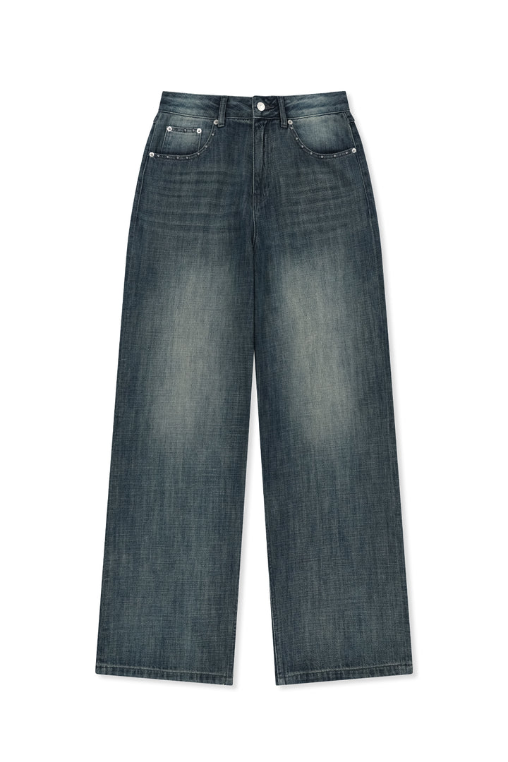 Matin Kim Stud Point Denim Pants — Blue