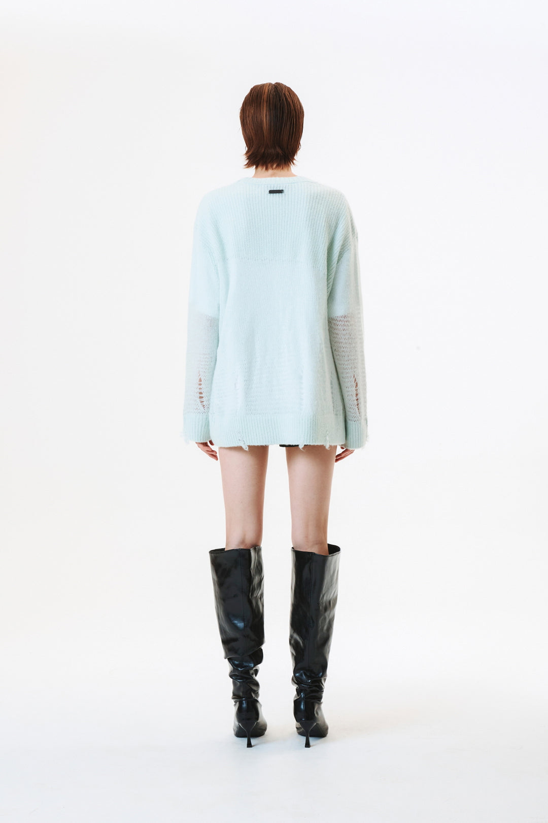 KIMMATIN Damage Detail Logo Pullover — Mint