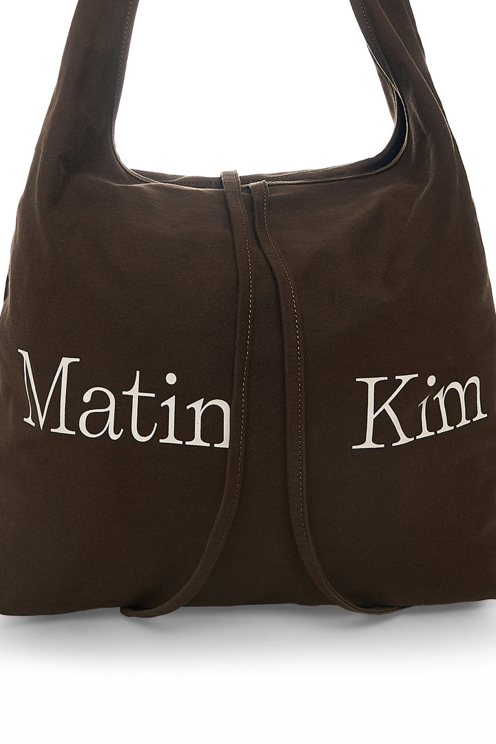 Matin Kim Logo Point Round Ecobag Khaki — Brown