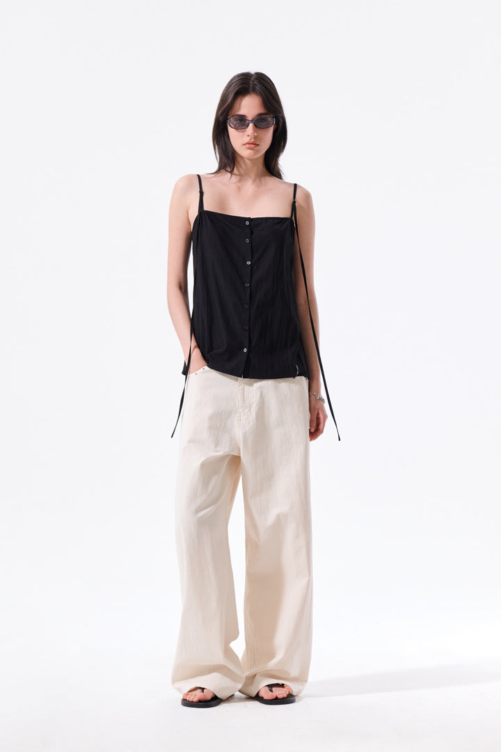 Matin Kim Button Sleeveless Blouse — Black