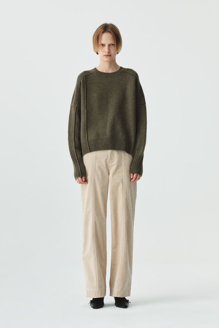 KIMMATIN Slim Boots Cut Corduroy Pants — Cream