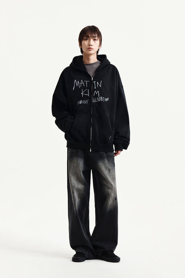 Matin Kim Vintage Washed Graffiti Zip Hoody — Black