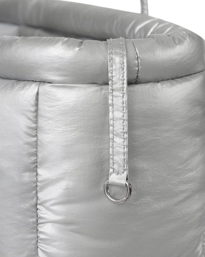 Stand Oil Bubble Bag — Padded Oblong Crossbody — Silver