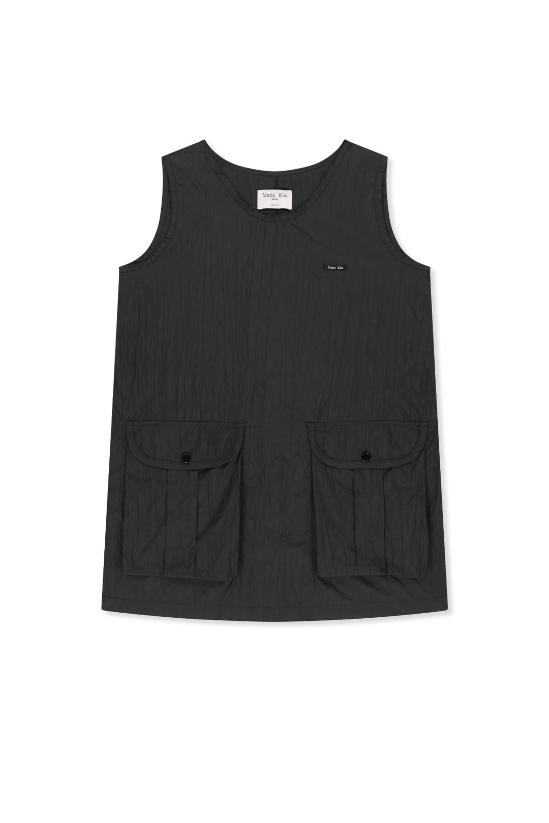 Matin Kim Raw Edge Patch Pocket Sleeveless Dress — Black