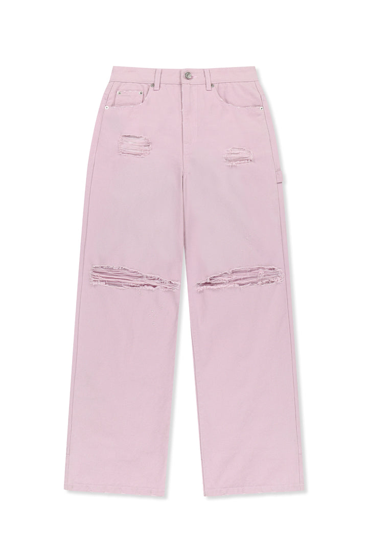 Matin Kim Destroyed Color Dyeing Denim — Pink