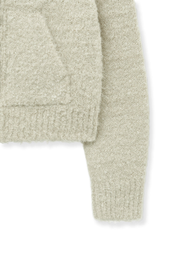 Matin Kim Boucle Knit Zip Up Cardigan — Beige