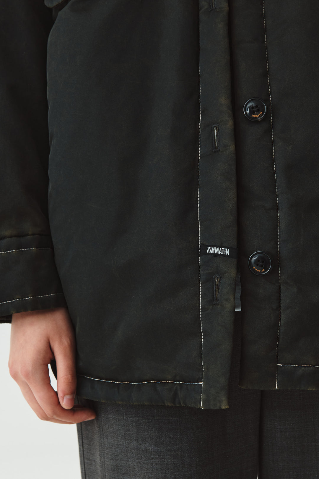 KIMMATIN Pocket Point Padded Shirt Jumper — Brown