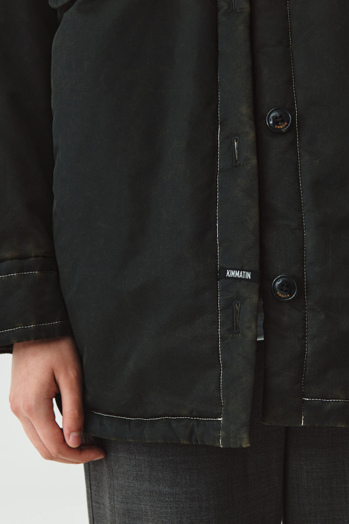 KIMMATIN Pocket Point Padded Shirt Jumper — Brown