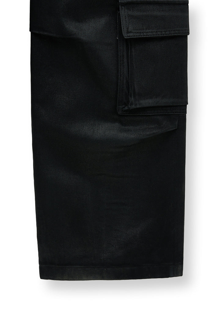 Matin Kim Coating Cargo Denim Pants — Black