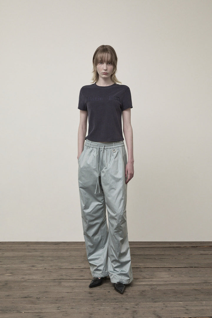 Matin Kim Logo Point Terry Crop Top — Navy blue