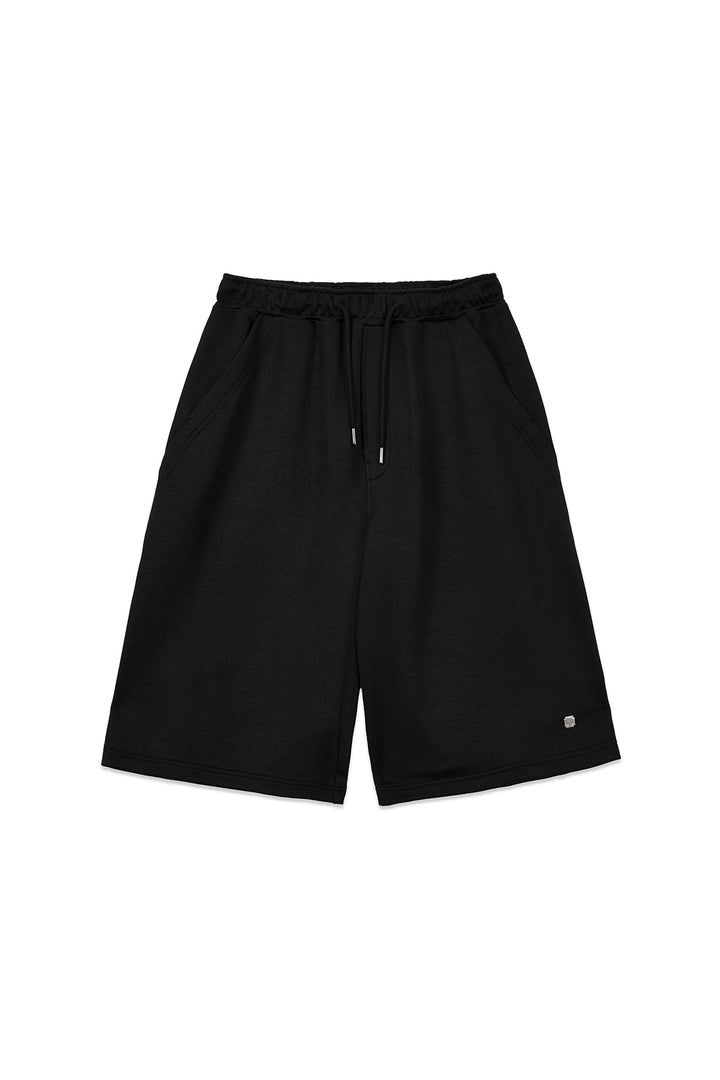 Matin Kim Back Pocket Glitter Bermuda Sweatpants — Black