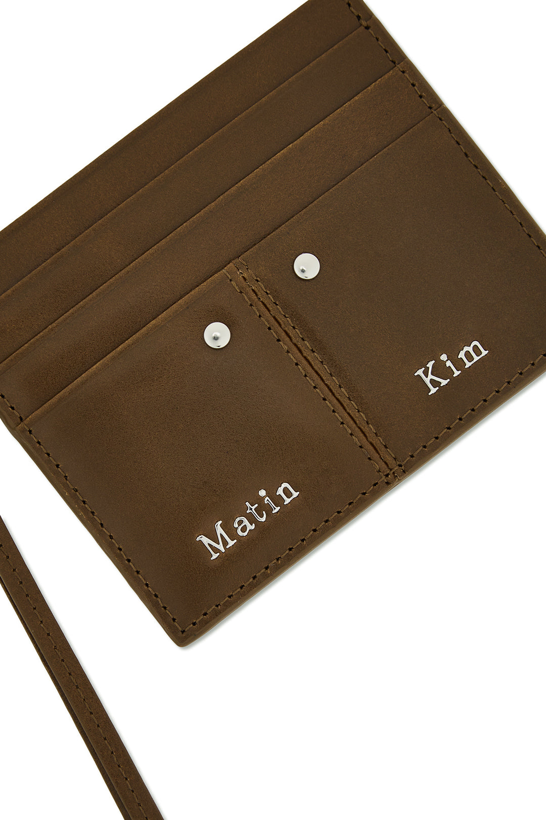 Matin Kim Steel Logo Rivet Card Wallet — Olive