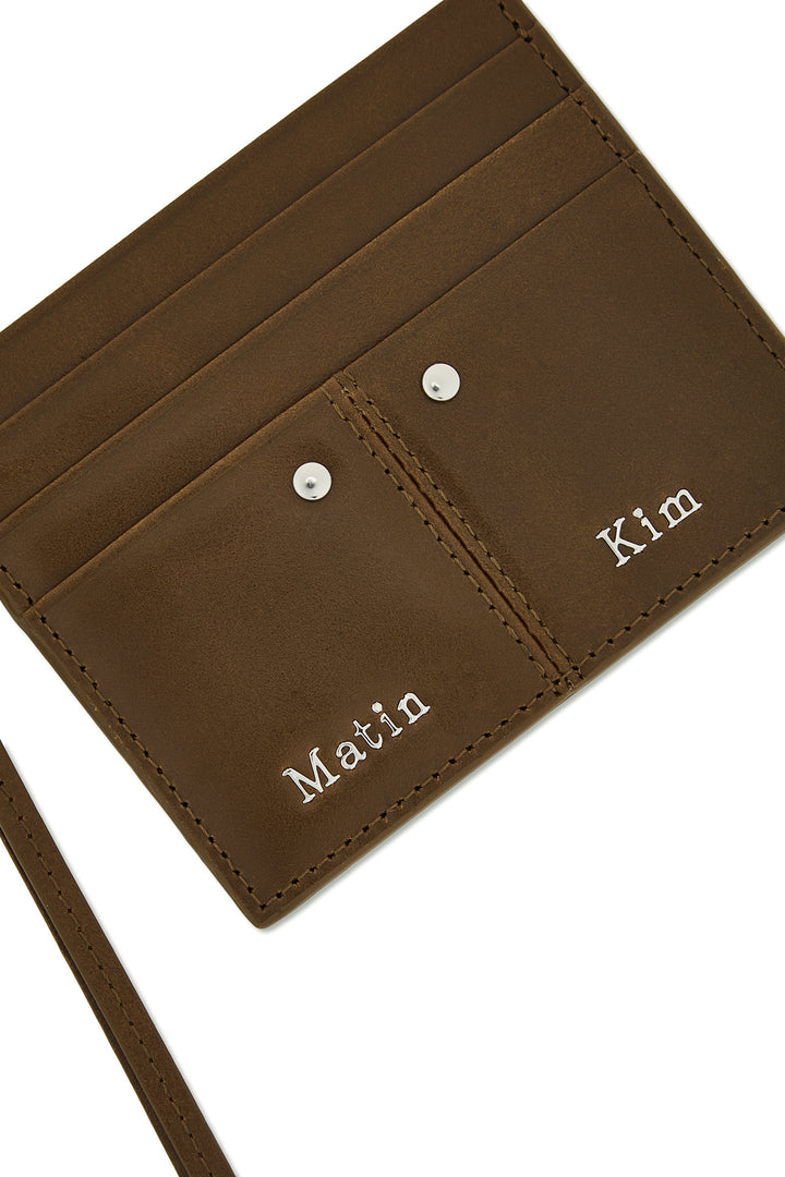 Matin Kim Steel Logo Rivet Card Wallet — Olive