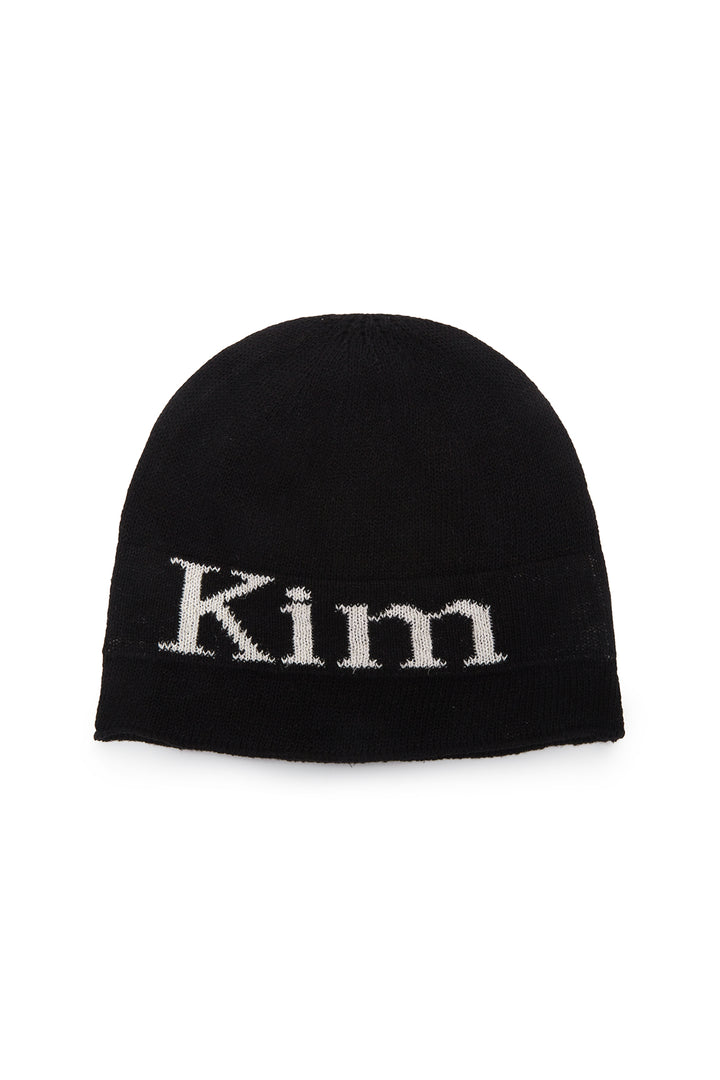 Matin Kim Logo Linen Short Beanie — Black