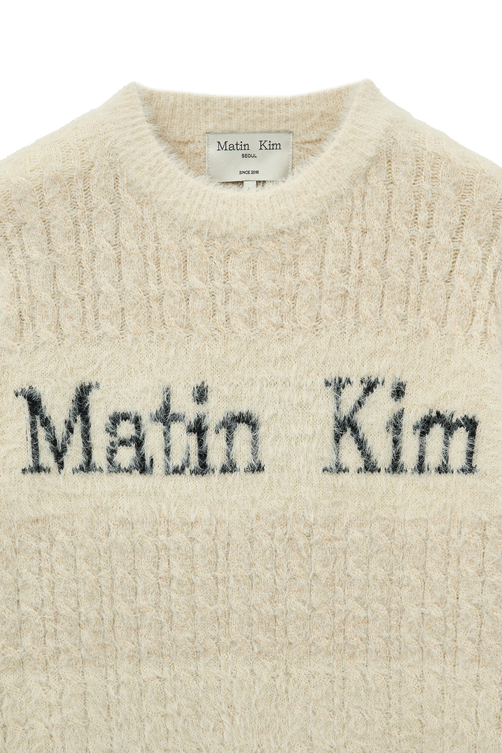 Matin Kim Hairy Cable Knit Pullover Light — Beige
