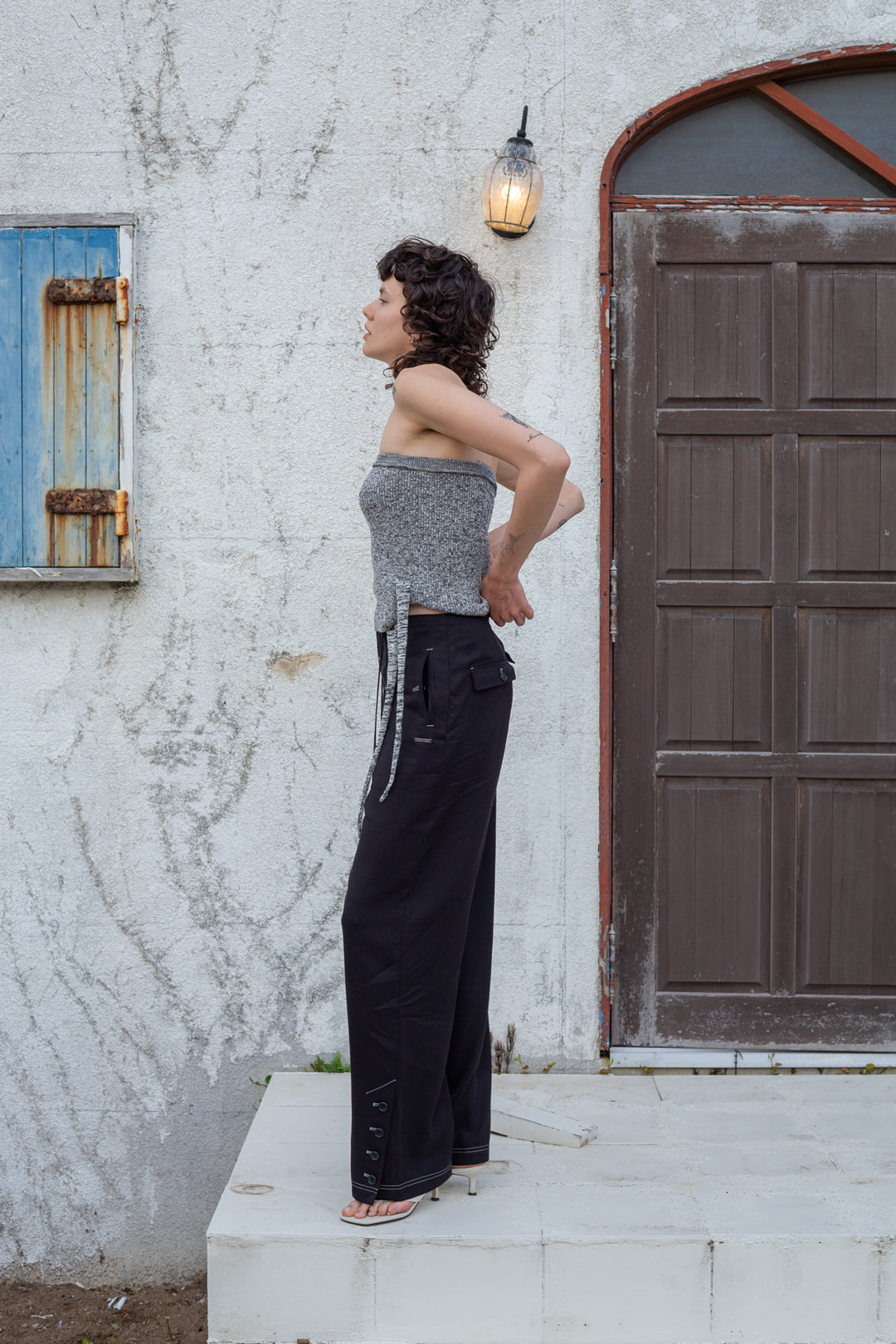 Matin Kim Side String Tube Top — Black