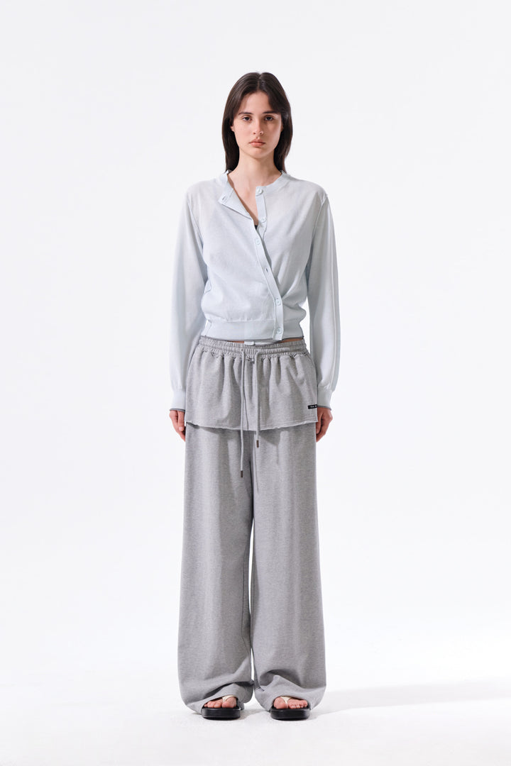 Matin Kim Layered Skirt Jersey Pants — Gray