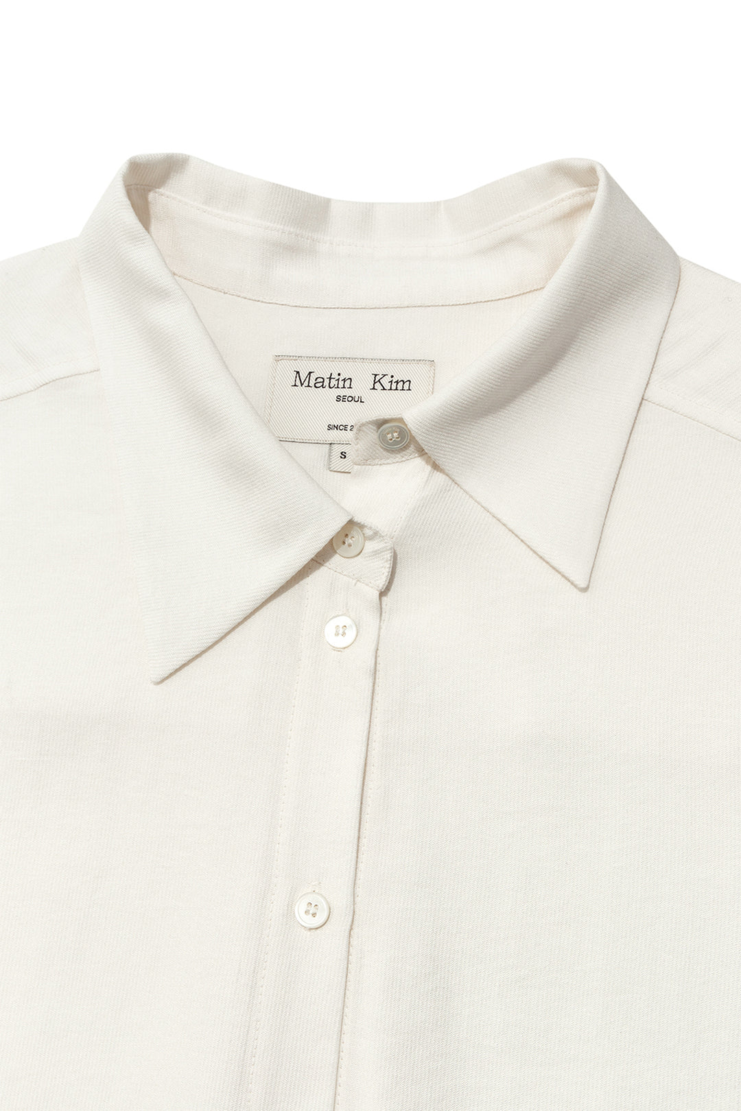 Matin Kim Unbalance Collar Half Shirt — Ivory