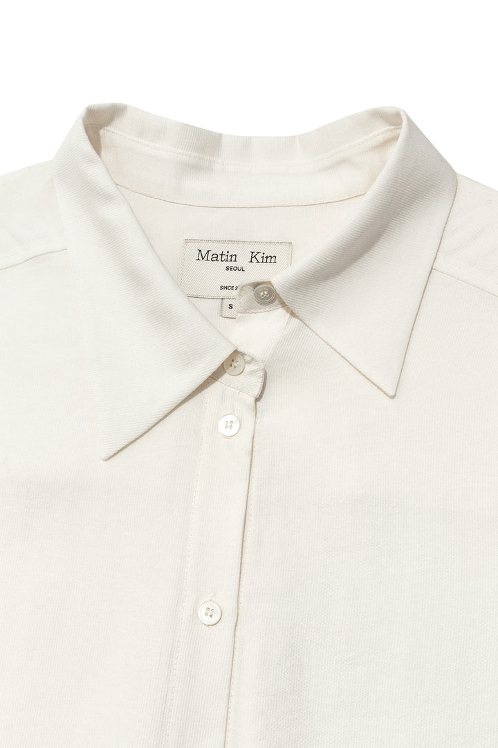 Matin Kim Unbalance Collar Half Shirt — Ivory